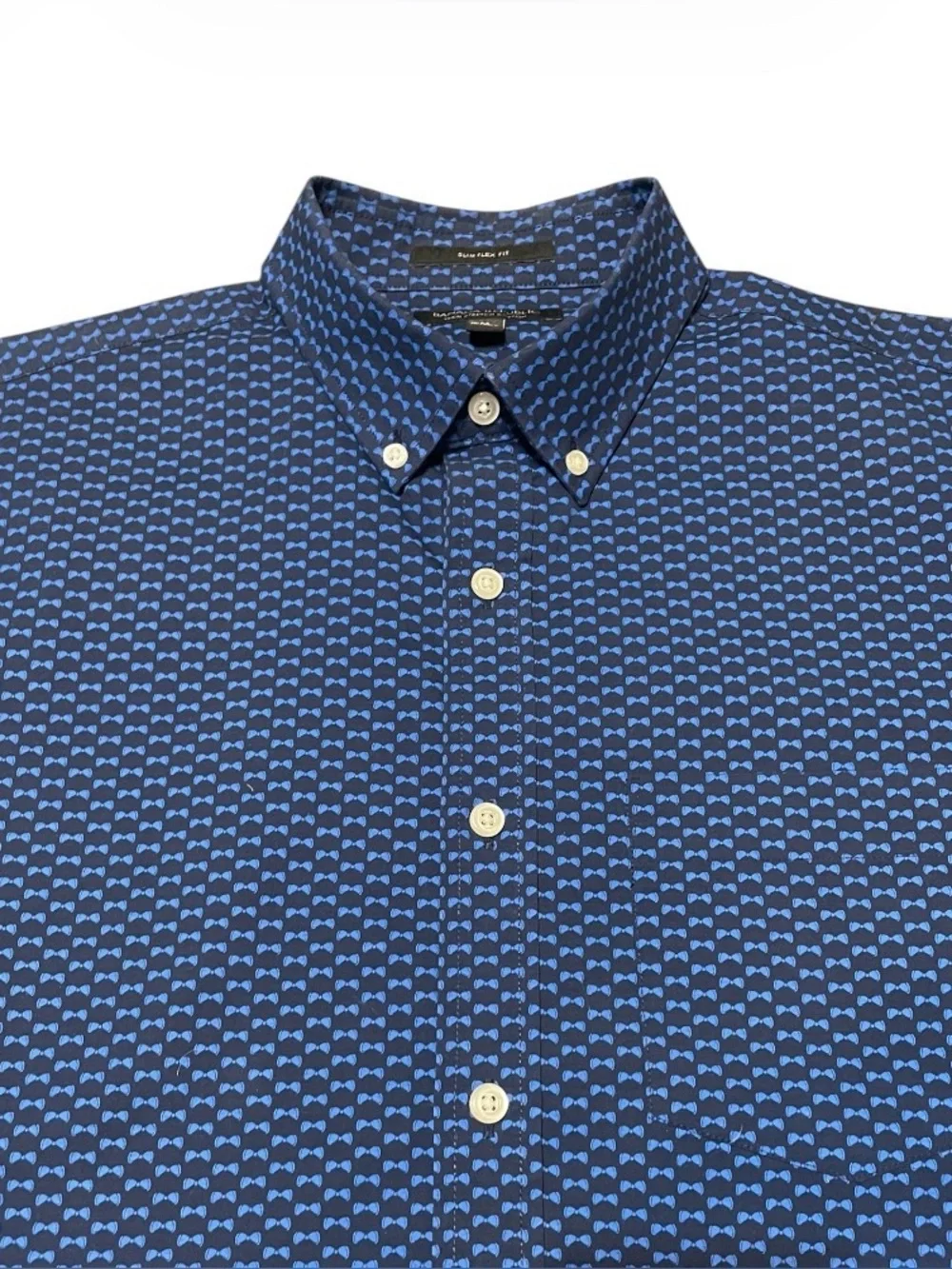 Men's Banana Republic Tech Stretch Cotton Bow Tie Pattern Dress Shirt Medium